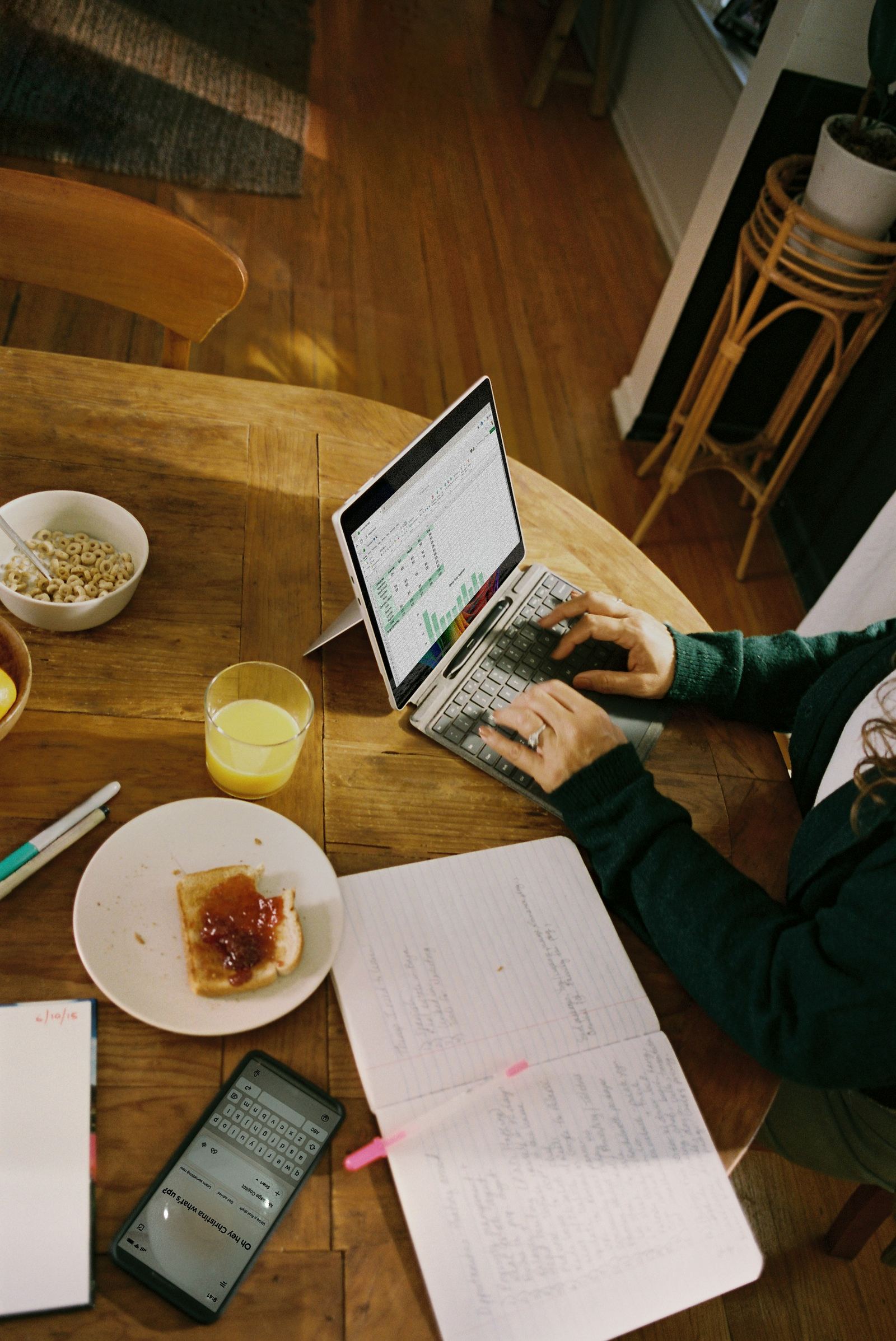 Person working from a home office setup